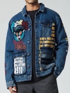 81GHTH DSTRKT Denim Jacket  M 
a Krazy Kats / Michigan Baseball Collectors 1911